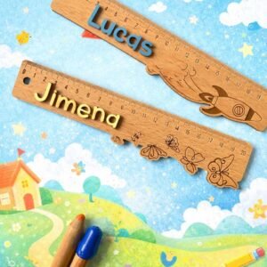 Regla escolar con nombre para niños