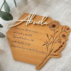 Placa de madera con dedicatoria para invitados "Abuelos"