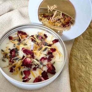 Velas de soja biodegradables con flores preservada, personalizadas