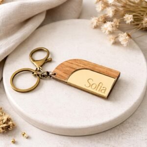 Llaveros personalizados, estilo media luna